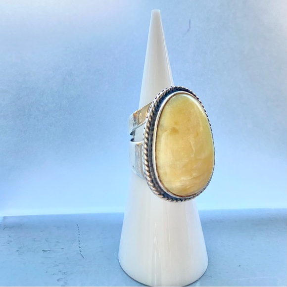 Jay King Sterling .925 Silver Ring Egg Yolk Yellow Amber Size 5.75 Signed *RARE - Picture 3 of 9